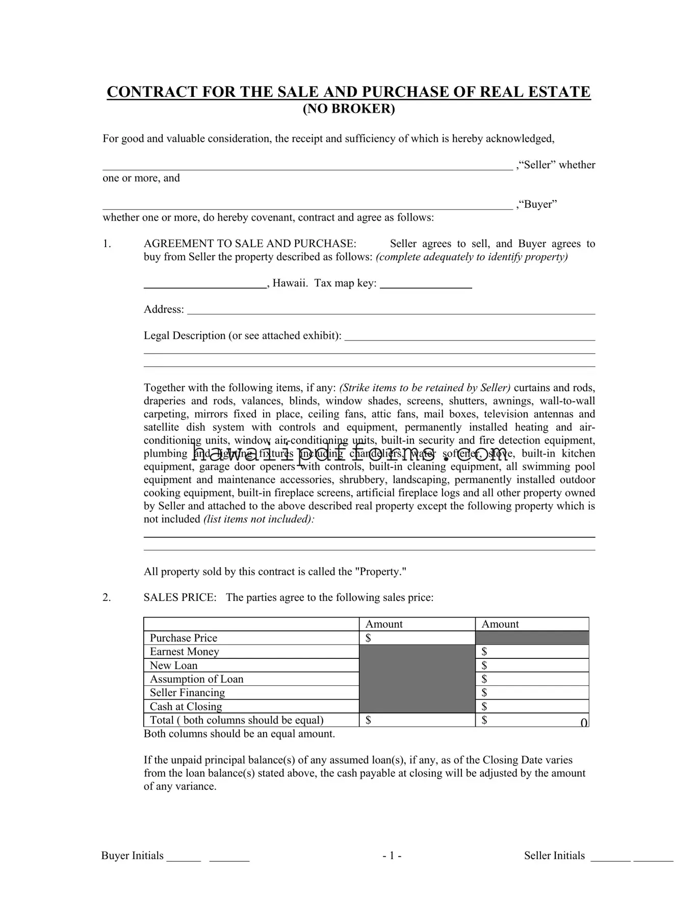 Fill Your Hawaii Agreement Of Sale Template