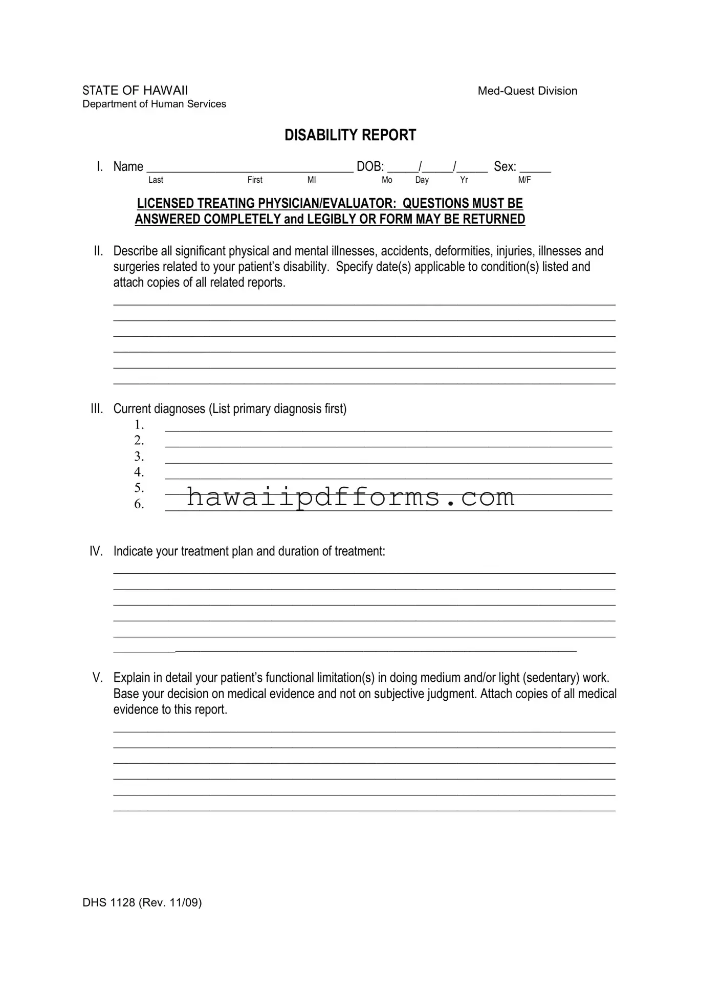 Fill Your Hawaii Dhs 1128 Template