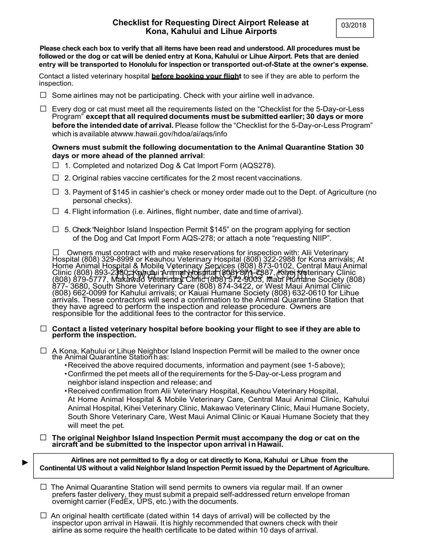 Fill Your Hawaii Neighbor Island Permit Template