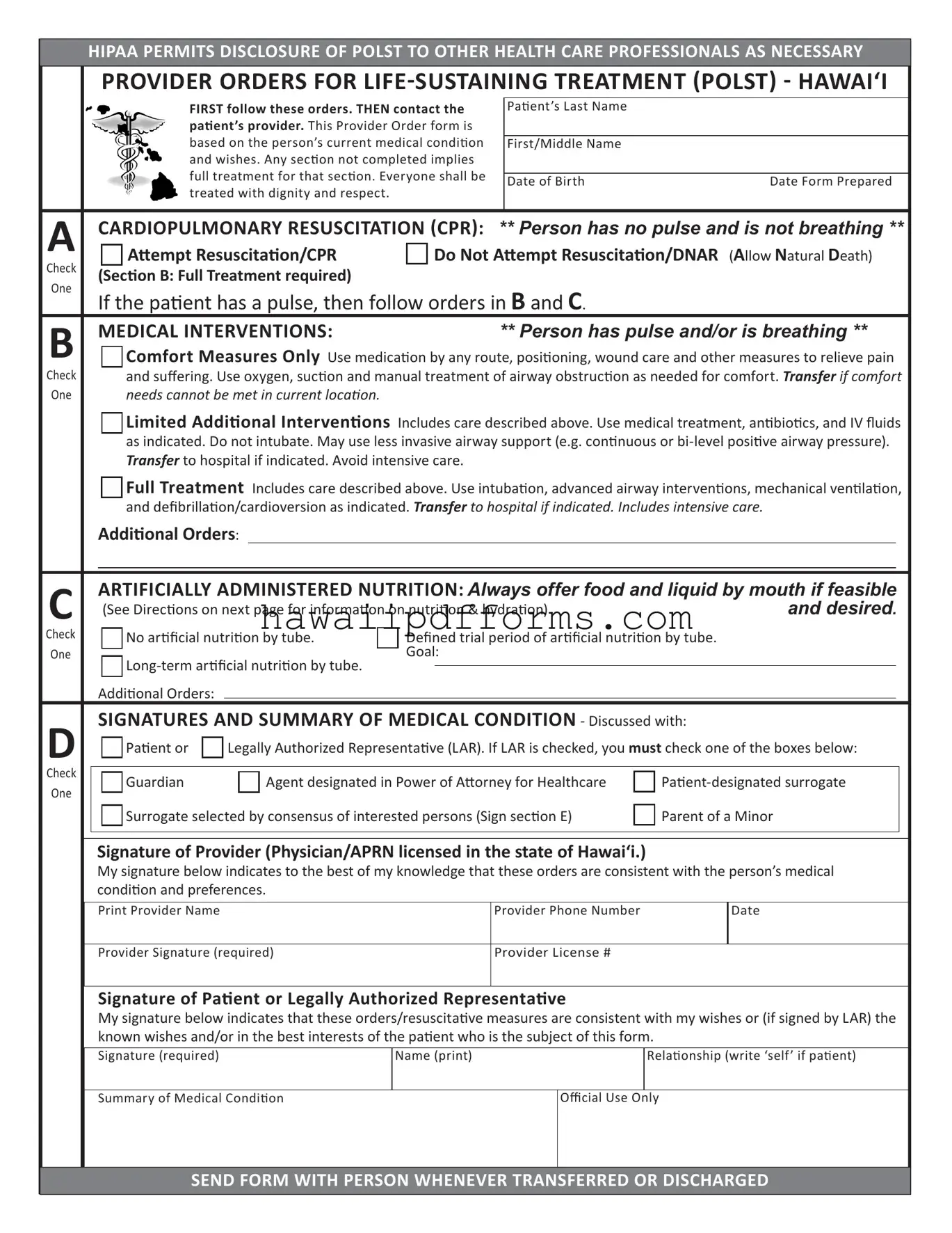 Fill Your Hawaii Polst Template