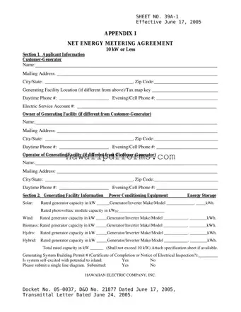 Fill Your Hawaii 39A Template